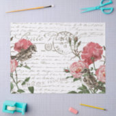 Rose Blume Bird Postcard Französisches Skriptdekou Seidenpapier (Basteln)