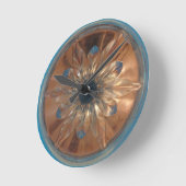 Rosé Blume Blue Wall Clock Runde Wanduhr (Winkel)