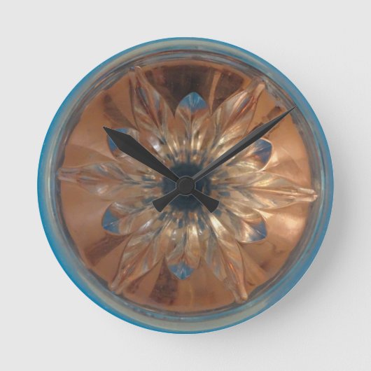 Rosé Blume Blue Wall Clock Runde Wanduhr (Vorderseite)
