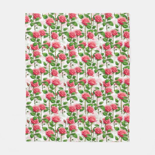 Rose Blume Blumenblättermuster Fleecedecke (Vorderseite)