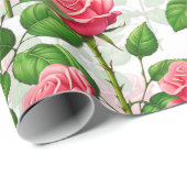 Rose Blume Blumenblättermuster Geschenkpapier (Rolleneckpunkt)