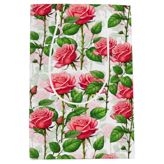 Rose Blume Blumenblättermuster Mittlere Geschenktüte (Vorderseite)