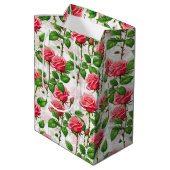Rose Blume Blumenblättermuster Mittlere Geschenktüte (Rückseite Schrägansicht)