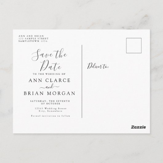 Rose Blume Blütenblättrige Eukalyptus Save the Dat Postkarte (Rückseite)