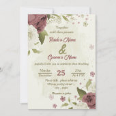 Rose Blume botanische Hochzeit Einladung (Vorderseite)