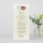 Rose Blume botanische Hochzeit Menükarte (Stehend Vorderseite)