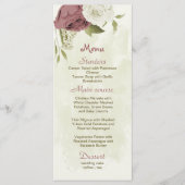 Rose Blume botanische Hochzeit Menükarte (Vorderseite)