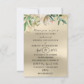 Rose Blume Brunch Green Gold Wasserfarbe Elfenbein Einladung (Vorderseite)