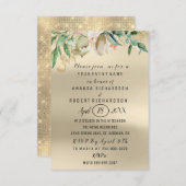 Rose Blume Brunch Green Gold Wasserfarbe Elfenbein Einladung (Vorne/Hinten)