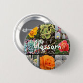 Rose Blume Cacti Foto Collage Blossom Skript Button (Vorne & Hinten)