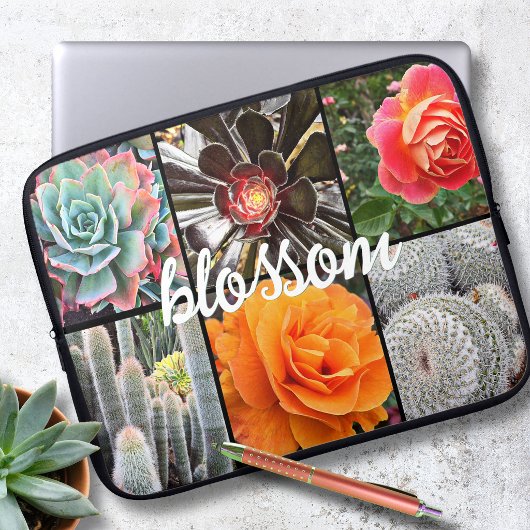 Rose Blume Cacti Foto Collage Blossom Skript Laptopschutzhülle