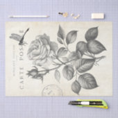 Rose Blume Dragonfly Französisch Postmark Decoupag Seidenpapier (Handwerk)