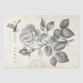 Rose Blume Dragonfly Französisch Postmark Decoupag Seidenpapier (Vorderseite)