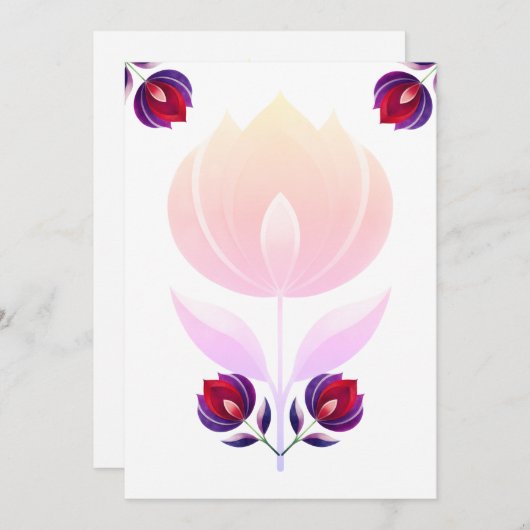 Rose Blume Einladung (Vorne/Hinten)