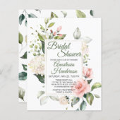 Rose Blume. Einladung zur Brautdusche. (Vorne/Hinten)