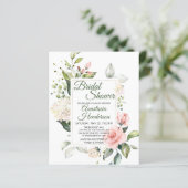 Rose Blume. Einladung zur Brautdusche. (Stehend Vorderseite)