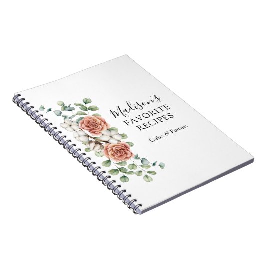 Rose Blume Eukalyptus Blätter Rezept Notizblock (Rechte Seite)