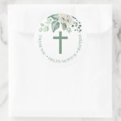 Rose Blume Eukalyptus Taufe Vielen Dank Runder Aufkleber (Tasche)