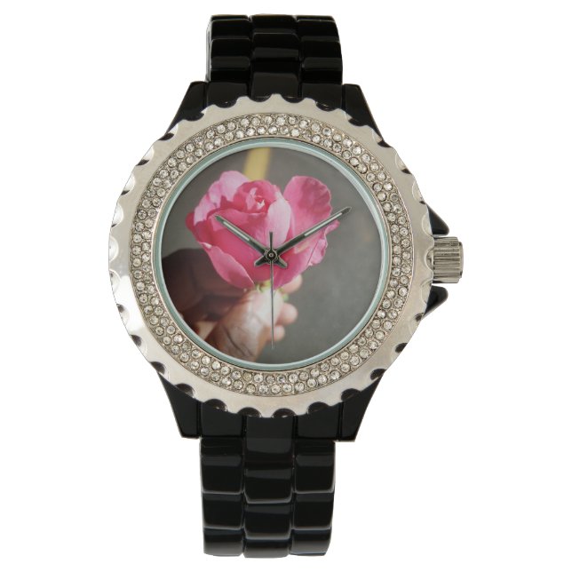 Rose Blume eWatch Armbanduhr (Vorderseite)