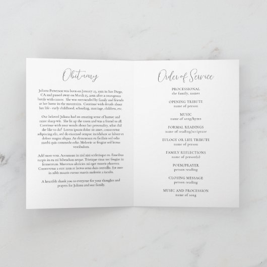 Rose Blume Feier des Lebens Fotos Beerdigung Programm (Innenseite)