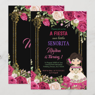 Rose Blume Fiesta Floral 1. Geburtstag Einladung