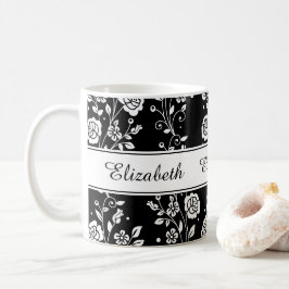 Rose Blume Floral Botaikanischer Muster Name Druck Kaffeetasse