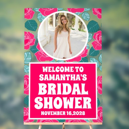 Rose Blume Foto Brautparty Willkommen Acrylschild (Neutral)