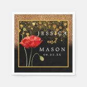 Rose Blume Glitzer Hochzeitscocktail Napkins Serviette (Vorderseite)