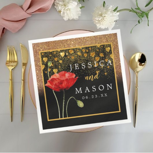 Rose Blume Glitzer Hochzeitscocktail Napkins Serviette