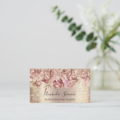 Rose Blume Gold Confetti Tropfen QR CODE Logo Visitenkarte (Stehend Vorderseite)