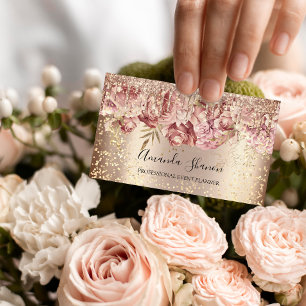 Rose Blume Gold Confetti Tropfen QR CODE Logo Visitenkarte