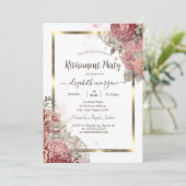 Rose Blume Gold-Frame-Rückzahlung Einladung (Stehend Vorderseite)