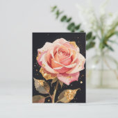 Rose Blume Gold Glitzer Ölgemälde Postkarte (Stehend Vorderseite)