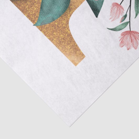 Rose Blume Goldener Buchstabe E Seidenpapier (Detail)