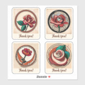 Rose Blume Groovy Retro Personalisiert Aufkleber (Blatt)