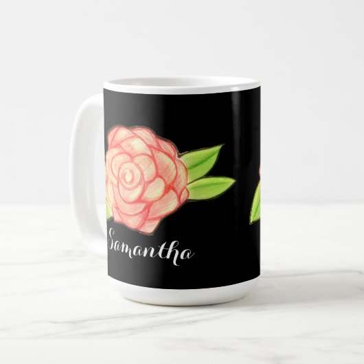 Rose Blume Kaffeetasse (Vorderseite Links)