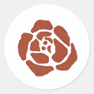 Rose Blume Motif Blockdruckaufkleber Runder Aufkleber