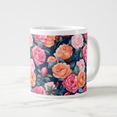 Rose Blume Muster blühen Jumbo-Tasse (Vorderseite Rechts)