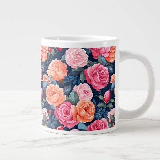 Rose Blume Muster blühen Jumbo-Tasse (Rechts)