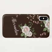 Rose Blume Muster braun grün und rosa Case-Mate iPhone Hülle (Rückseite (Horizontal))