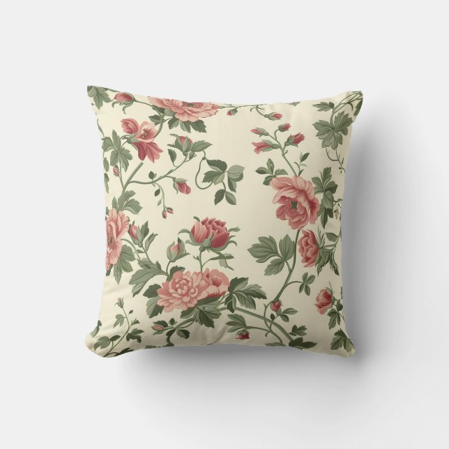 Rose Blume Muster Kissen (Vorderseite)