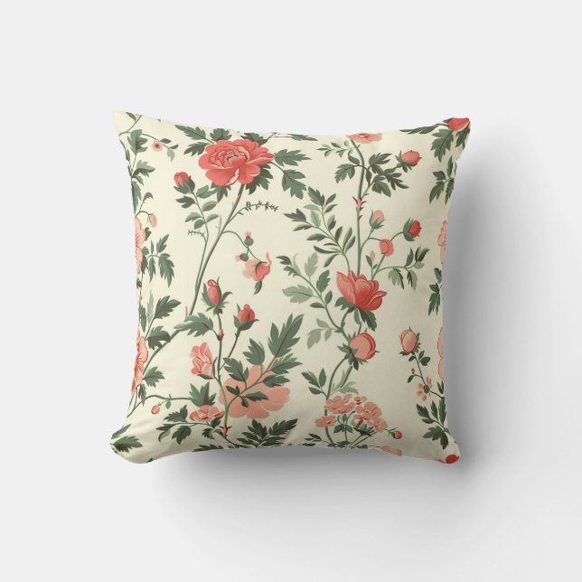 Rose Blume Muster Kissen (Vorderseite)