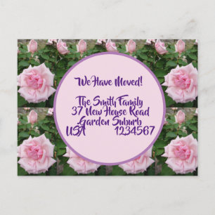 Rose Blume neue Adresse Postkarte, wir bewegen uns Postkarte