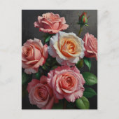 Rose Blume Ölgemälde Postkarte (Vorderseite)