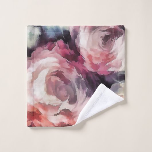 Rose Blume Ölmalerei abstrakter Blumendruck b Badhandtuch Set (Waschlappen)