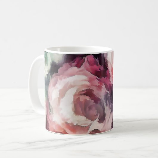 Rose Blume Ölmalerei abstrakter Blumendruck b Kaffeetasse (Vorderseite Links)
