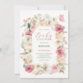 Rose Blume Pasta Aquarell Babydusche Einladung (Vorderseite)