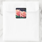 Rose Blume Personalisiert Quadratischer Aufkleber (Tasche)