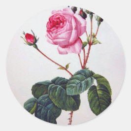 Rose Blume, Pierre Joseph Redouté Runder Aufkleber