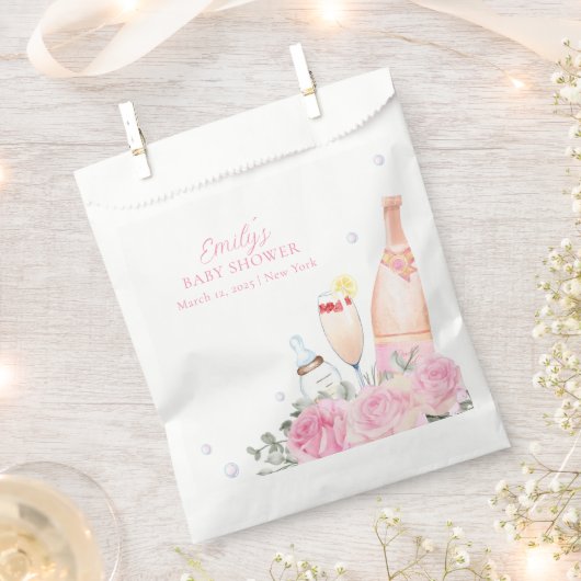 Rose Blume Poppin Champagner Flaschen Kinderdusche Geschenktütchen (Ausgeschnitten)